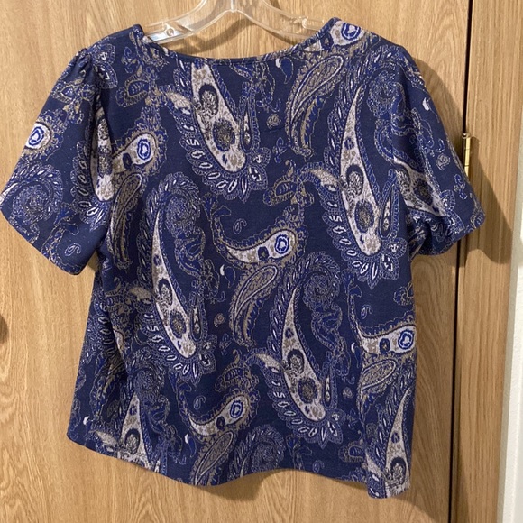Like new Sparkly paisley navy boho top - Picture 7 of 7